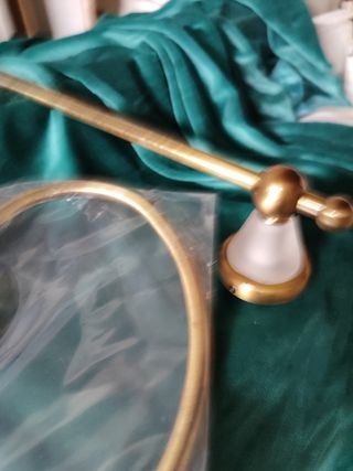 Juego accesorios baño bronce y cristal  nuevo