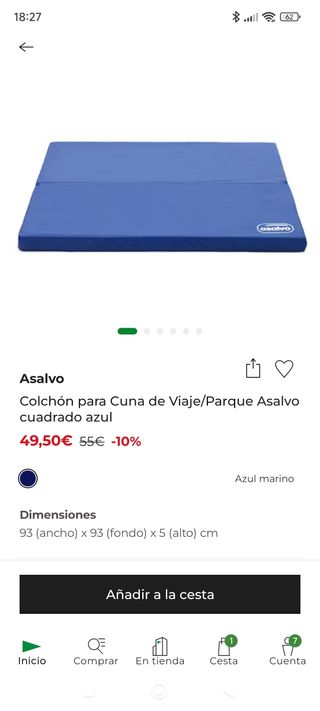 Parque cuadrado asalvo y colchón