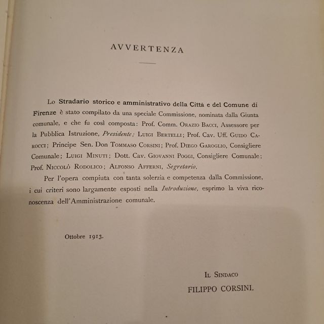 Stradario storico Firenze 1913