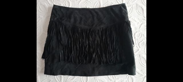 Gonna in pelle scamosciata e frange Mango Vintage Inspiration