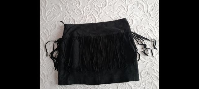 Gonna in pelle scamosciata e frange Mango Vintage Inspiration