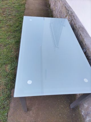 Mesa de cristal templado al ácido estructura metal