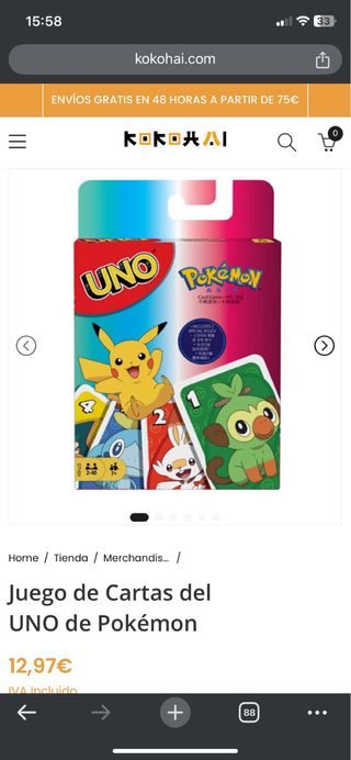 Juego de cartas uno pokemon tcg pocket
