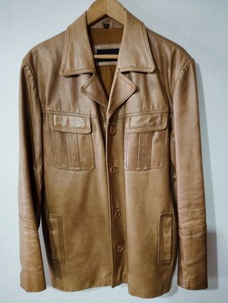 Chaqueta hombre cuero color camel 