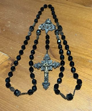 Rosario antiguocuentas  filigrana azabache y plata