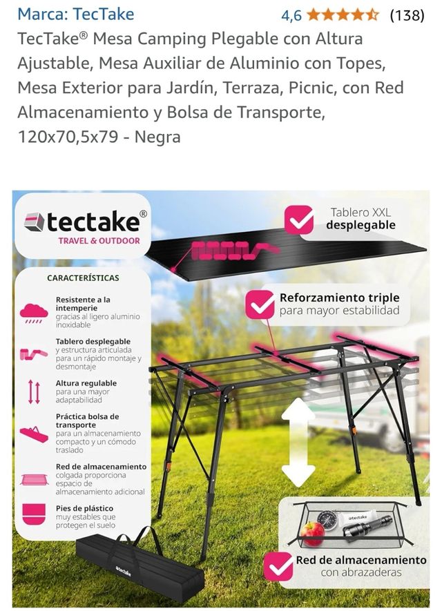 Mesa de aluminio de camping