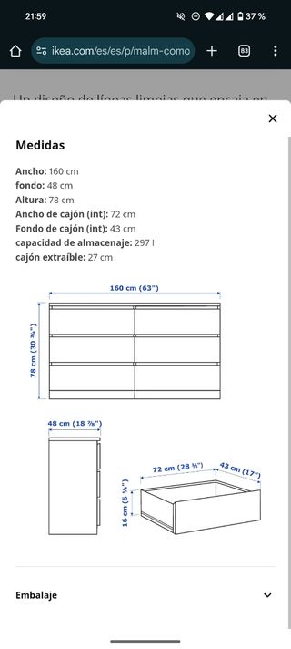 Comoda Malm 6 cajones