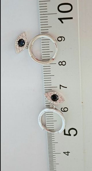 Aros plata s925 ojos turcos azul marino