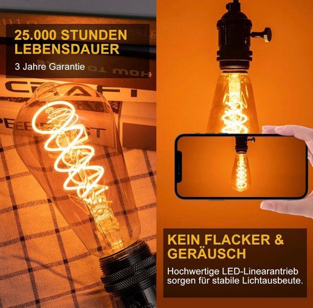 Confezione da 4 lampadine LED E27 stile vintage ST64