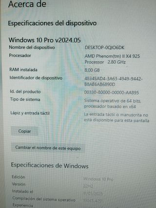 Ordenador AMD PHENOM II X4 con SSD