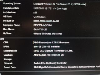 Ordenador AMD PHENOM II X4 con SSD