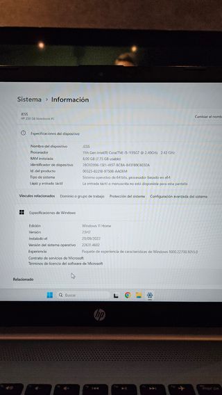 Portátil HP 15,6 pulgadas 260 GB