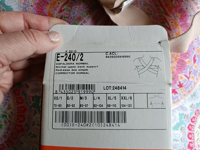 Corrector dorsal, espaldera talla S