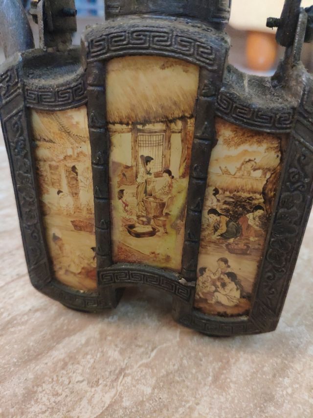 Tetera china SHANTOU antigua con vidrio decorado