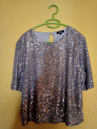 Blusa de lentejuelas plateadas