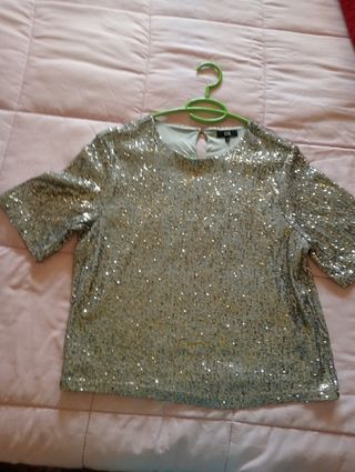 Blusa de lentejuelas plateadas