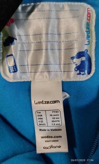 Conjunto Niño Ski Wedze 18 meses