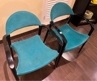 6 Sillas de comedor de diseño color verde azulado