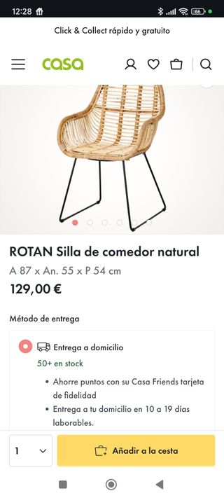 Sillas comedor ratan y metal