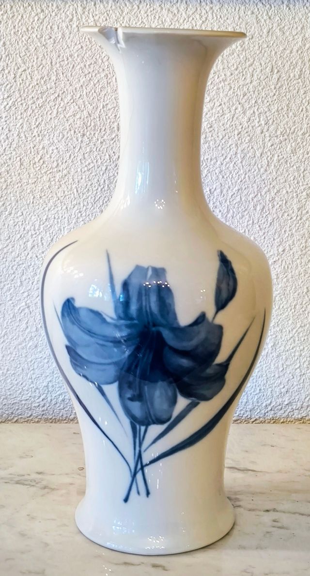 Jarrón Bidasoa Blanco con Flor Azul