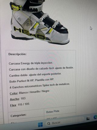 Botas esqui Vector 115. Talla 40/41