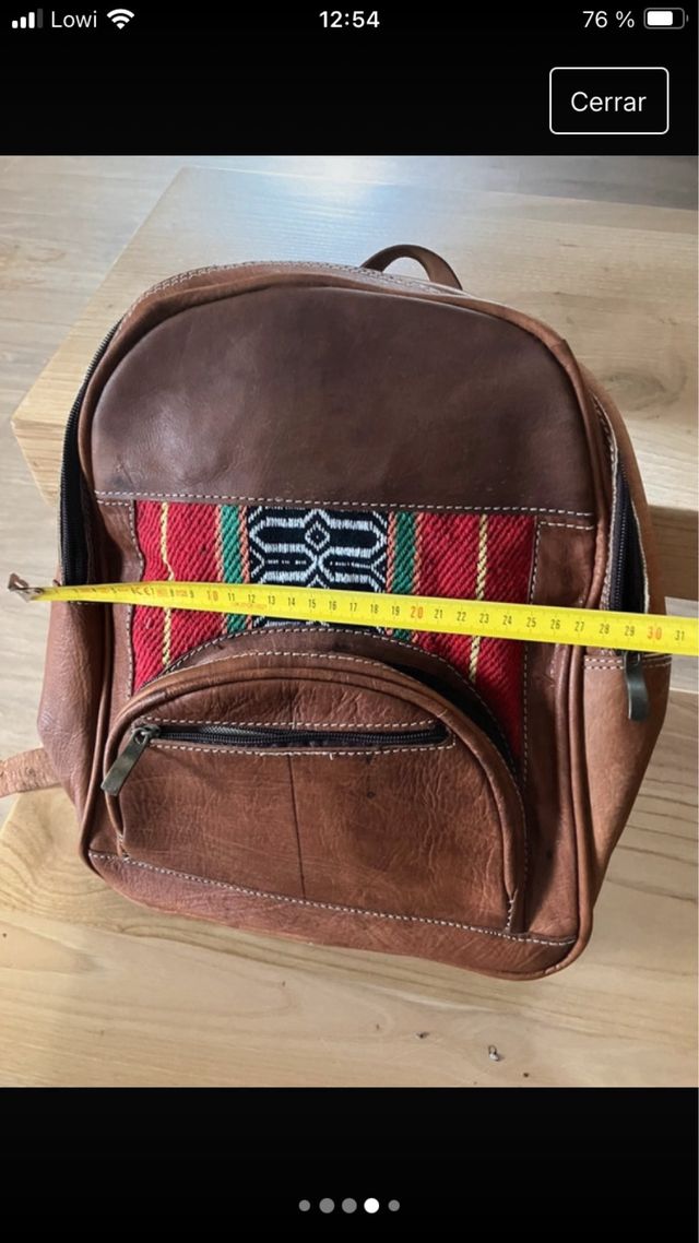 Mochila cuero y kilim