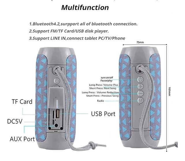 Altavoz subwoofer, Bt, Radio, Tarjeta Tf