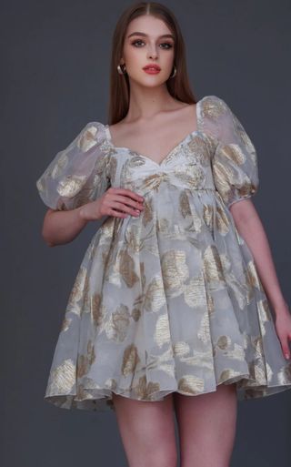 Vestido Babydoll mini metalizado