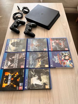 PS4 slim 1tb, 2 mandos y 8 juegos