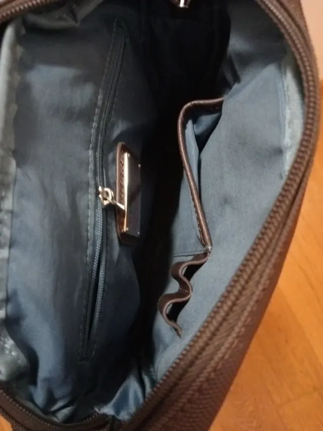 Borsello uomo in pelle e tessuto 