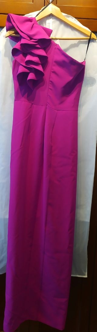 Vestido cóctel invitada largo buganvilla