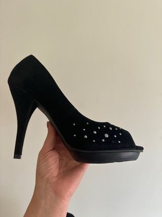 Zapatos tacon terciopelo negro SIN ESTRENAR
