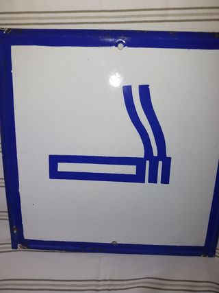 CONJUNTO 2 chapas esmaltadas FUMADORES FUMAR