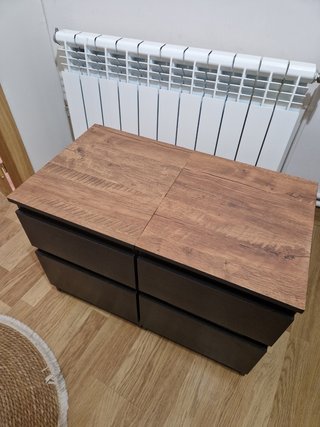 Conjunto 2 mesitas noche, vinilo efecto madera