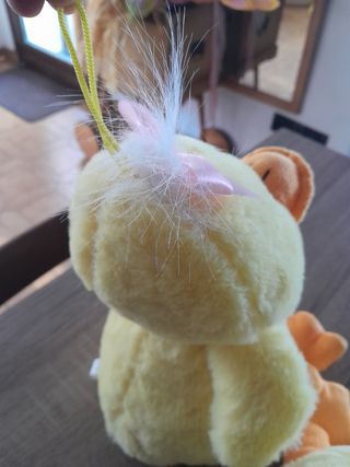 Peluche papero fiocco rosa 