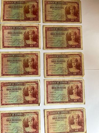 Lote de Billete de Diez pesetas 1935