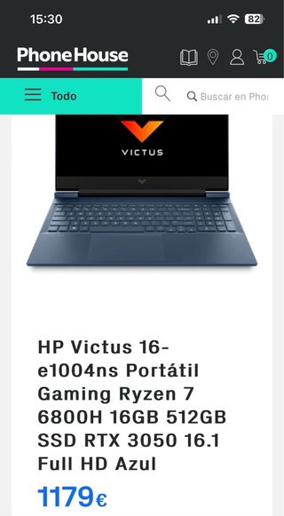 Portatil Gaming HP Victus 16 512GB . Ryzen 7 FHD