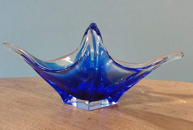 Vaso ciotola vetro Murano col. Blue