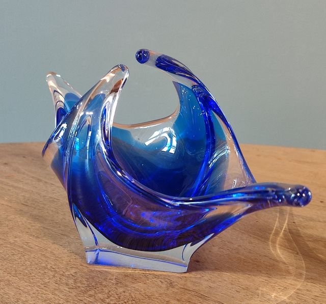 Vaso ciotola vetro Murano col. Blue