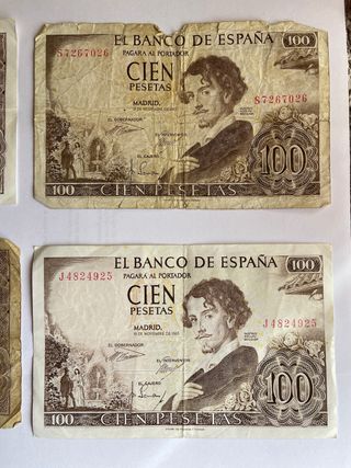 Lote Billetes de Cien pesetas 1965 y 1953