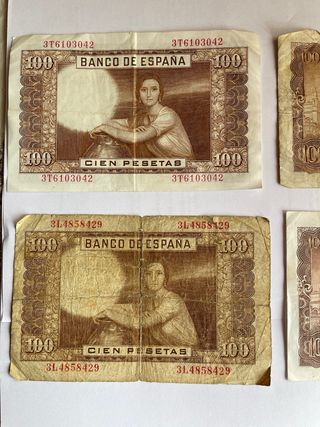 Lote Billetes de Cien pesetas 1965 y 1953