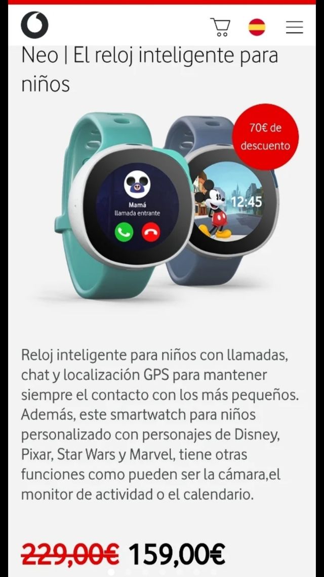 Reloj Vodafone Neo Inteligente para niño
