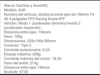 Dron FPV eachine Atom