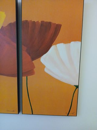 Cuadro triptico formato grande flores