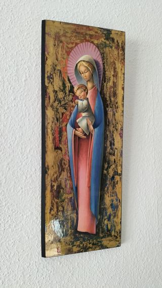 Cuadro vintage virgen con niño