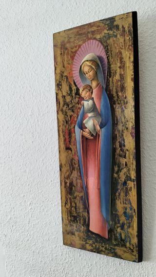 Cuadro vintage virgen con niño