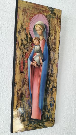Cuadro vintage virgen con niño