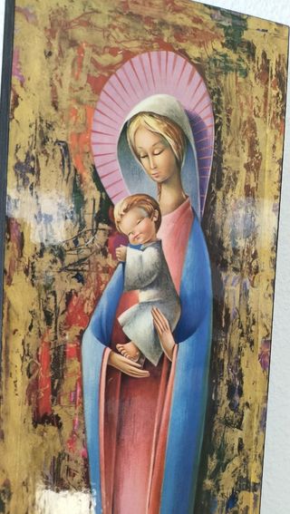 Cuadro vintage virgen con niño