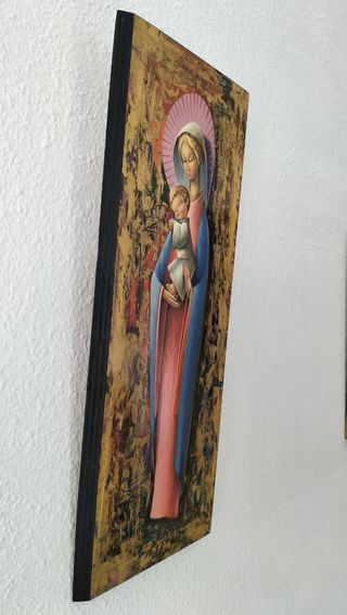 Cuadro vintage virgen con niño
