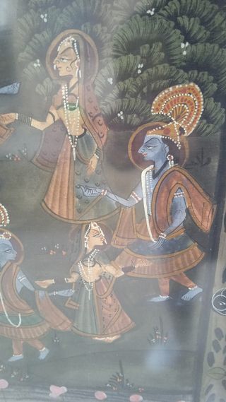 Cuadro tapiz seda India Palacio Angkor antiguedad